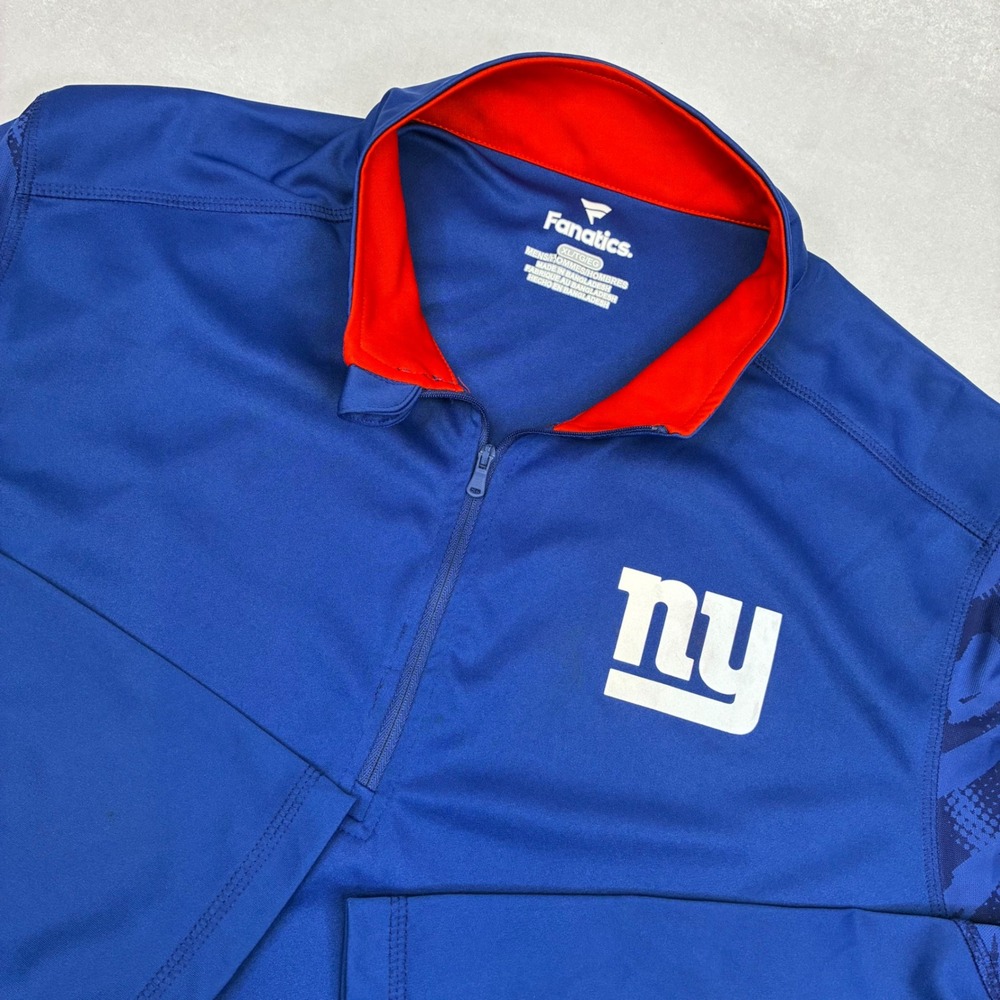 Fanatics New York Giants Pullover Mens XL Blue Quarter Zip NFL Training Top